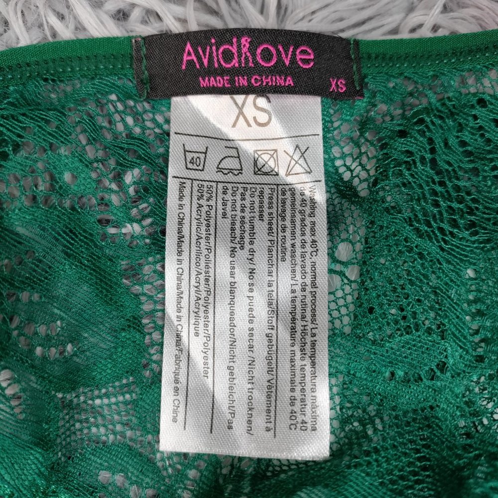 Christmas Lingerie Teddy Lingerie Green Halter V Neck Lace Bodysuit - Picture 10 of 10